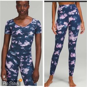 Lululemon Align Tee & Align HR legging 28” Set Color Tie Dye (CZBM) Size 2 NWT